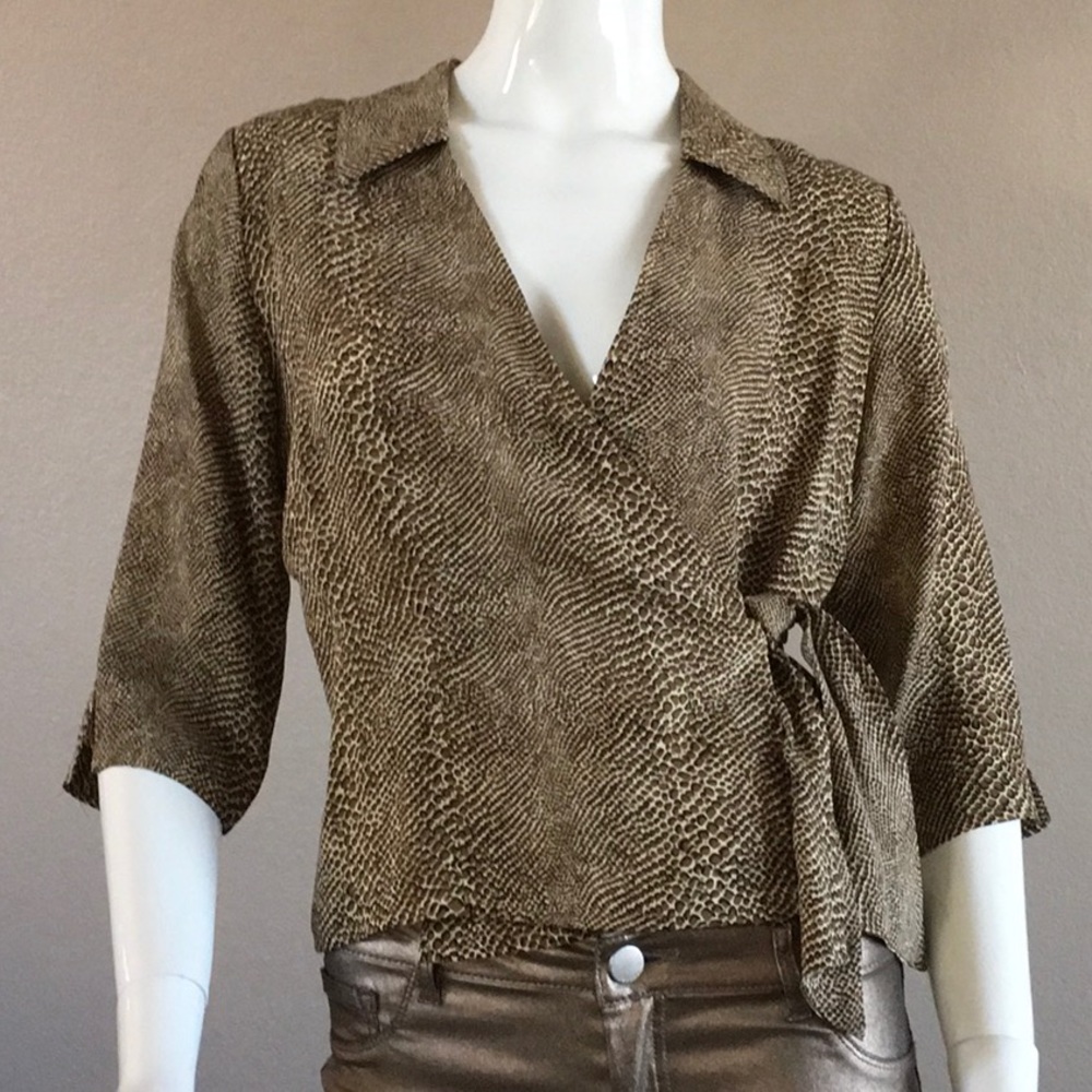 Silk Python Print Wrap- Blouse - image 1